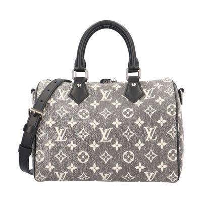 Louis Vuitton Speedy 25 Bandouliere Monogram Jacquard Denim Shoulder Bag Gray