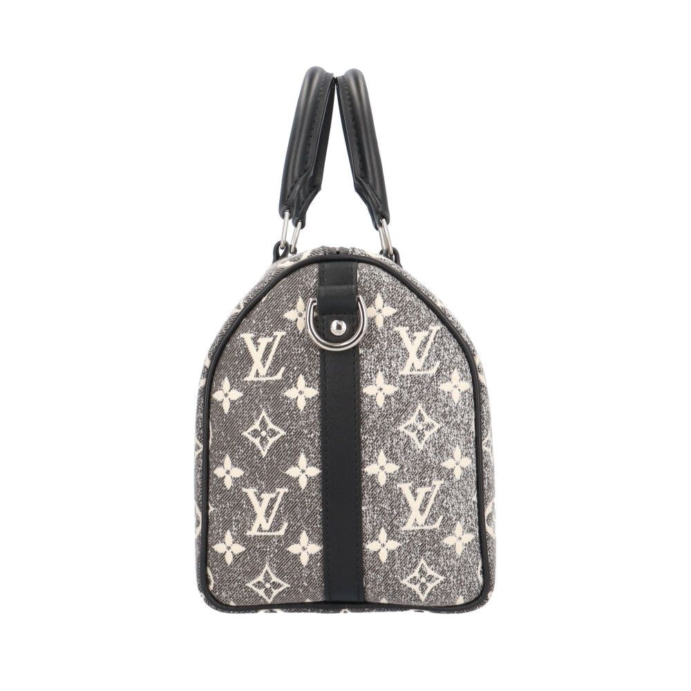 Louis Vuitton Speedy 25 Bandouliere Monogram Jacquard Denim Shoulder Bag Gray — view 4