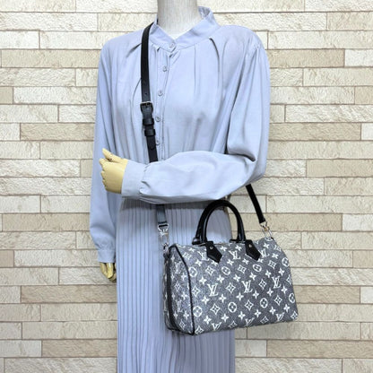 Louis Vuitton Speedy 25 Bandouliere Monogram Jacquard Denim Shoulder Bag Gray — view 2