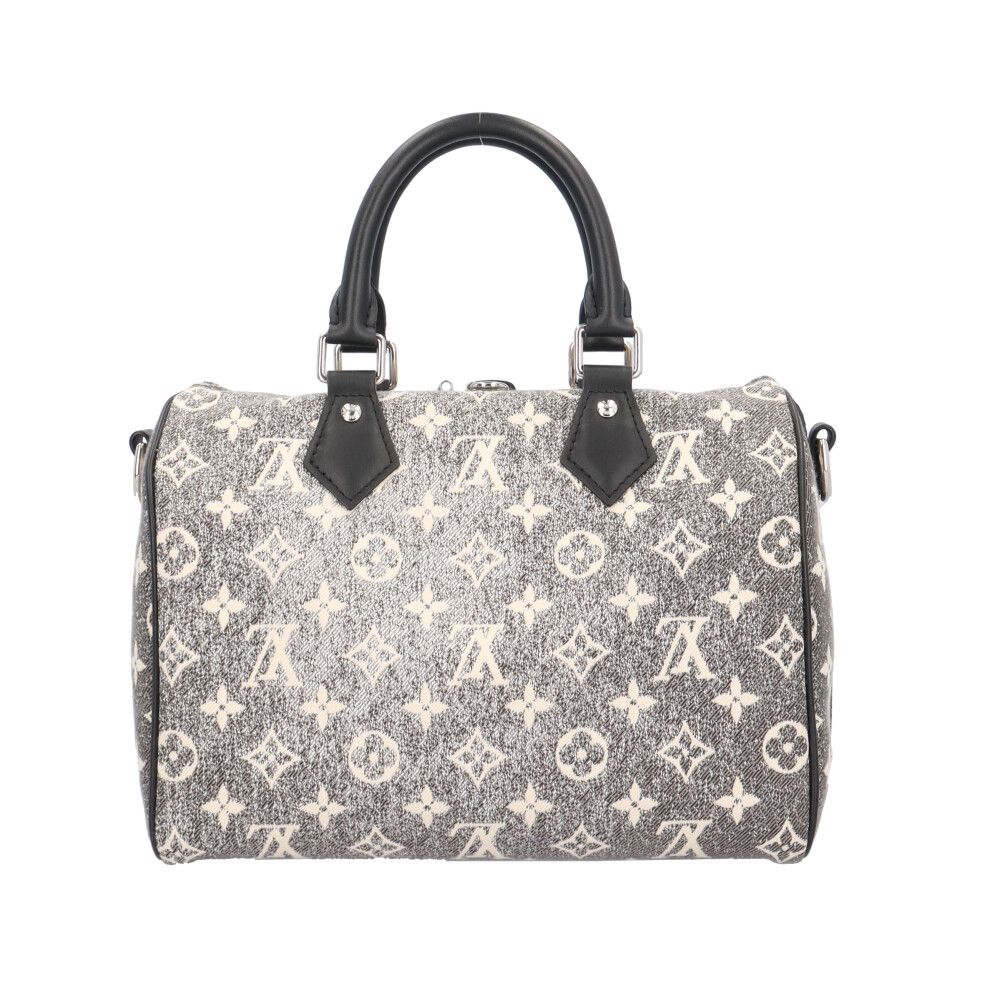 Louis Vuitton Speedy 25 Bandouliere Monogram Jacquard Denim Shoulder Bag Gray — view 3