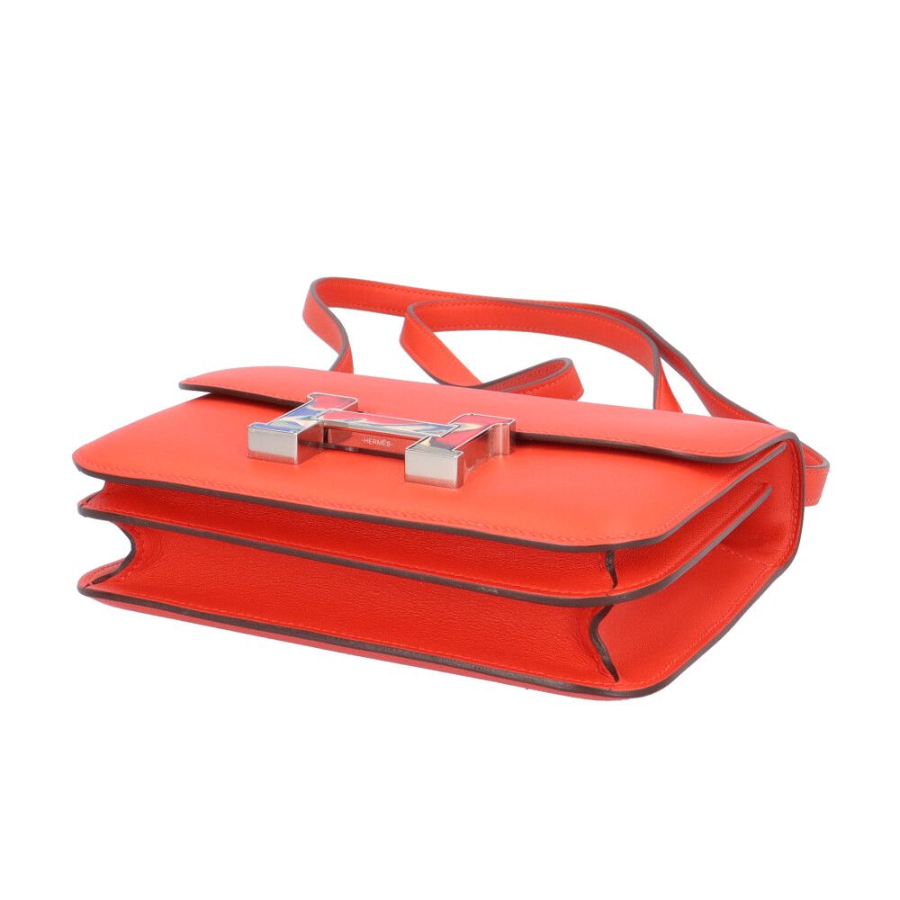 Hermes Constance III Mini Marble Lock Shoulder Bag Veau Epsom Orange — view 5