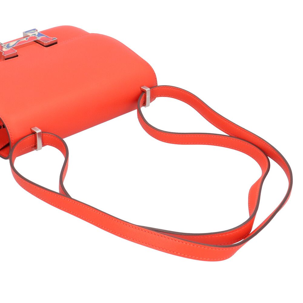 Hermes Constance III Mini Marble Lock Shoulder Bag Veau Epsom Orange — view 7