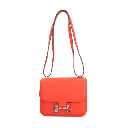 Hermes Constance III Mini Marble Lock Shoulder Bag Veau Epsom Orange
