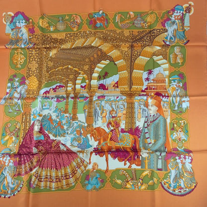Hermes Scarf Carre 90 Multicolor Silk 100% Splendeur Des Maharajas Large — view 3