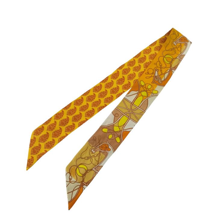 Hermes Ribbon Scarf Twill Multicolor Silk 100% Comp de Fouet AU Bloc — view 2