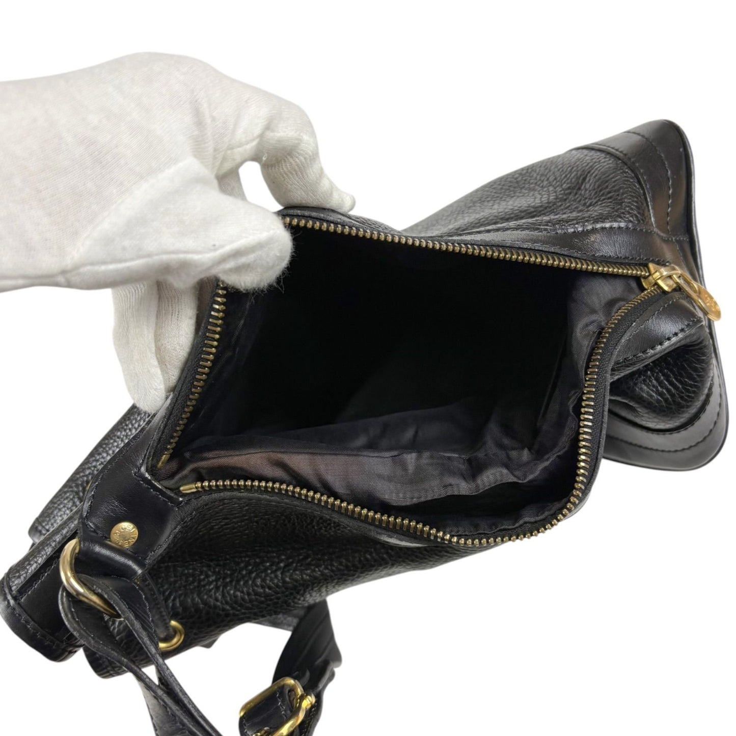 Celine Drawstring Shoulder Bag Black Leather Gold Vintage — view 8