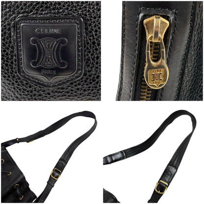 Celine Drawstring Shoulder Bag Black Leather Gold Vintage — view 7