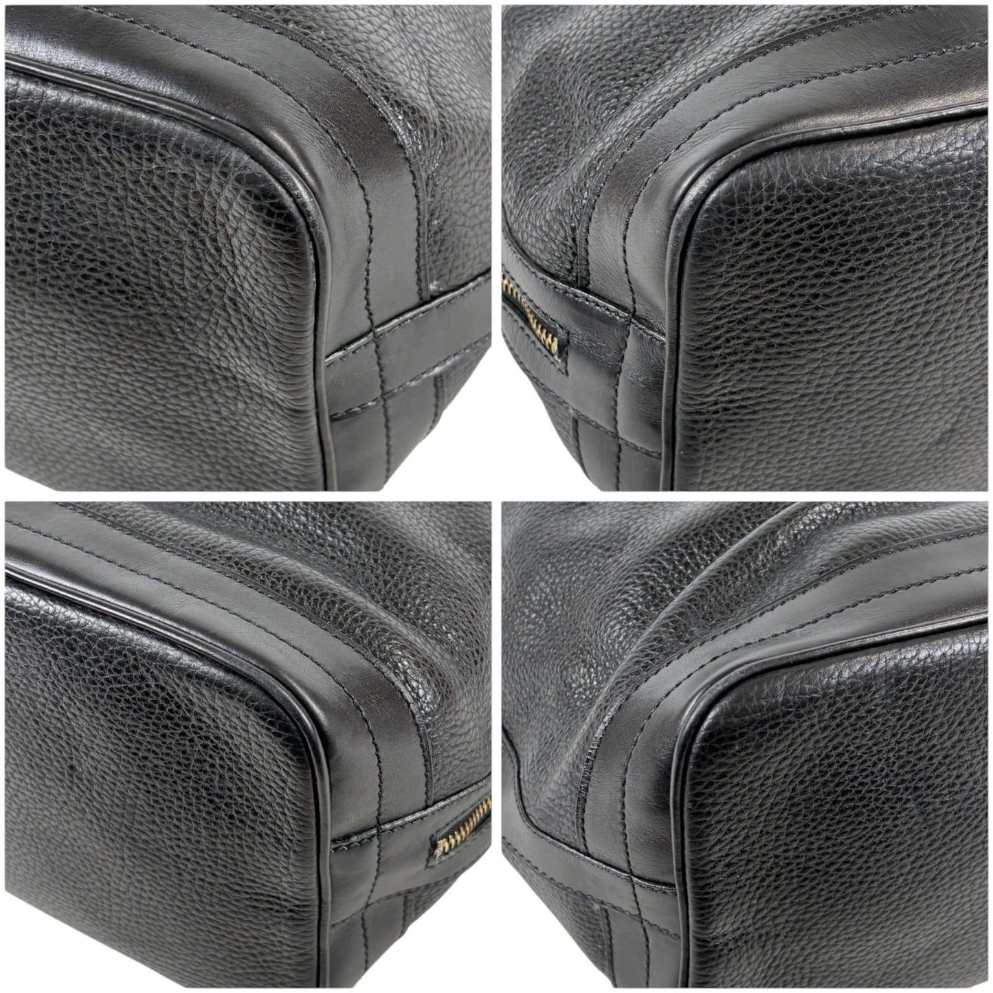 Celine Drawstring Shoulder Bag Black Leather Gold Vintage — view 6