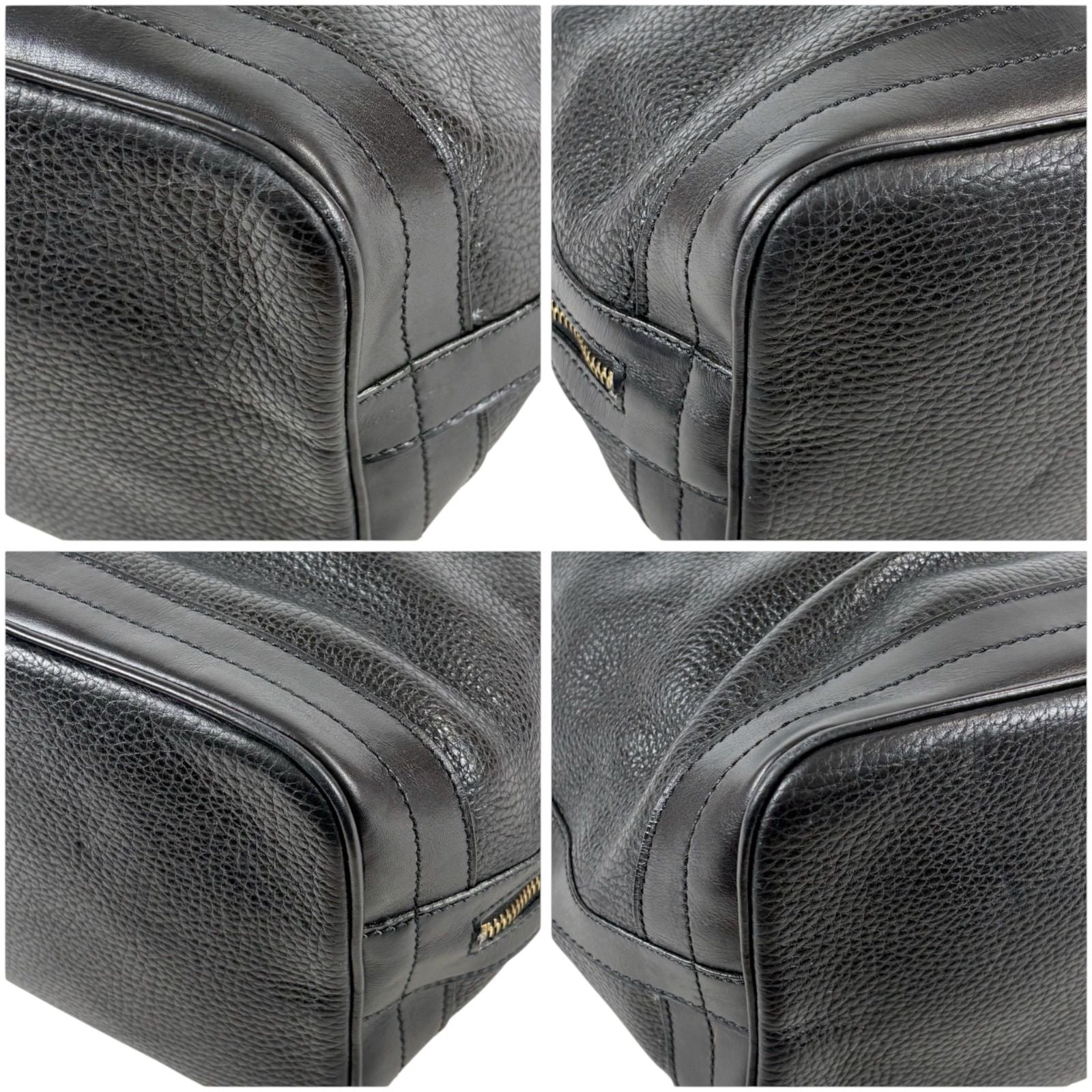 Celine Drawstring Shoulder Bag Black Leather Gold Vintage — view 6