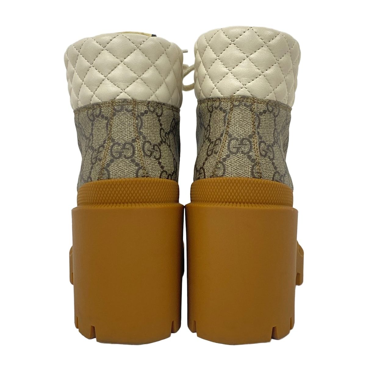 Gucci Short Boots 37 GG Supreme White Light Brown Multi Leather — view 3