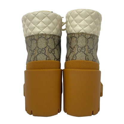 Gucci Short Boots 37 GG Supreme White Light Brown Multi Leather — view 3