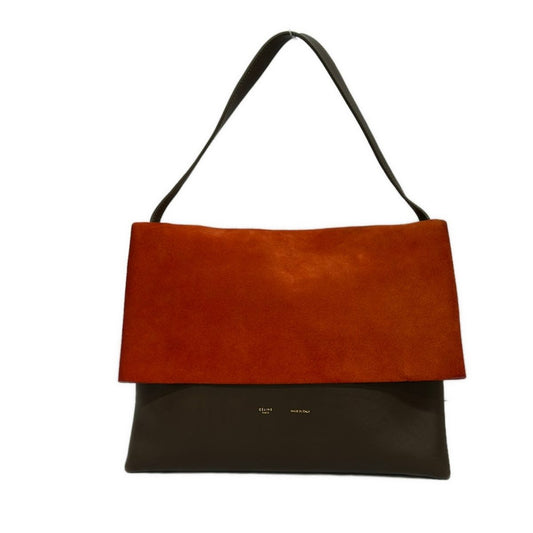 Celine Shoulder Bag All Soft Orange Dark Brown Gray Leather