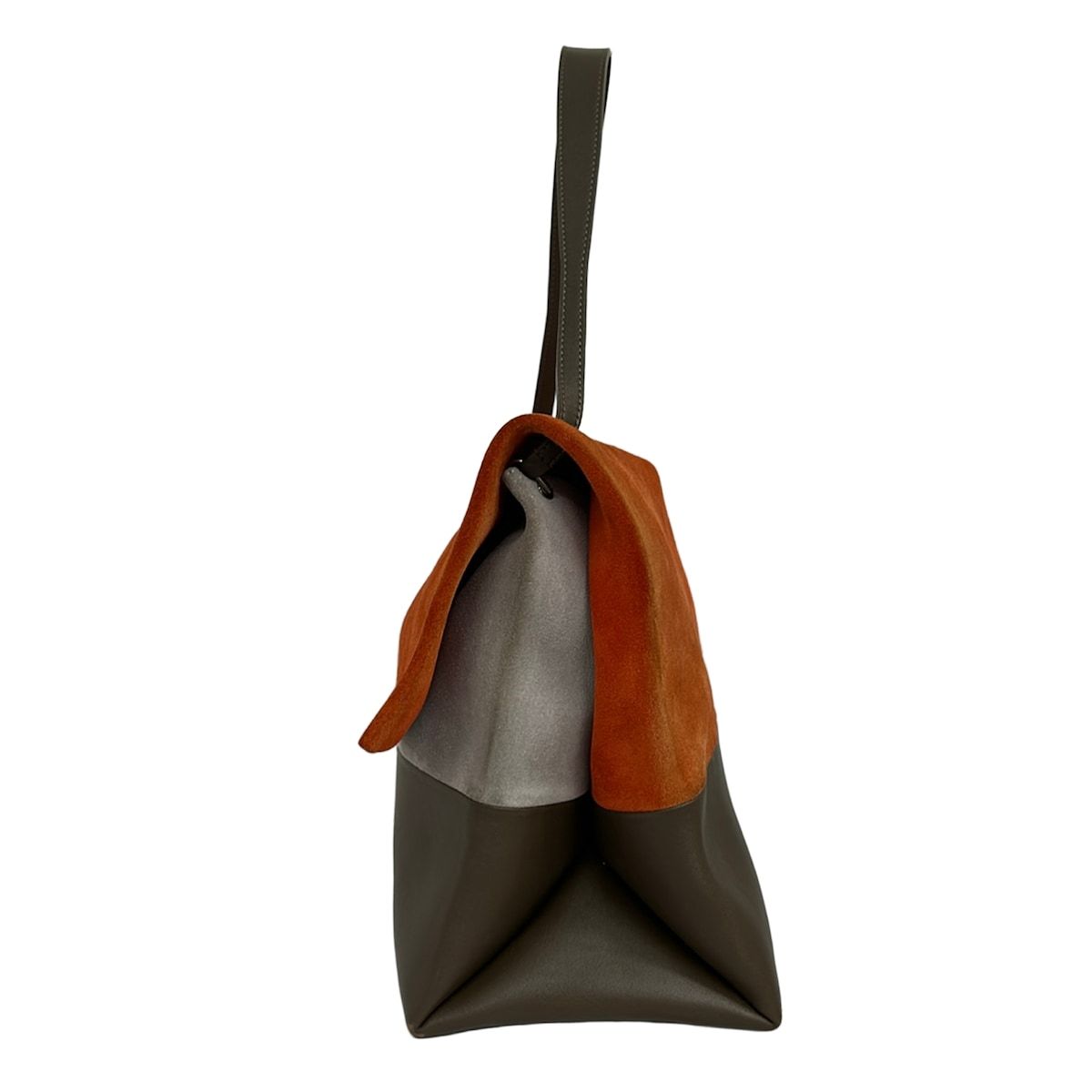 Celine Shoulder Bag All Soft Orange Dark Brown Gray Leather — view 4