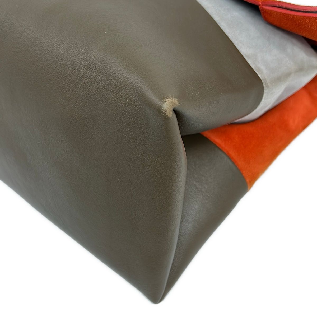 Celine Shoulder Bag All Soft Orange Dark Brown Gray Leather — view 6
