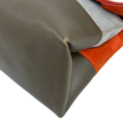 Celine Shoulder Bag All Soft Orange Dark Brown Gray Leather — view 6