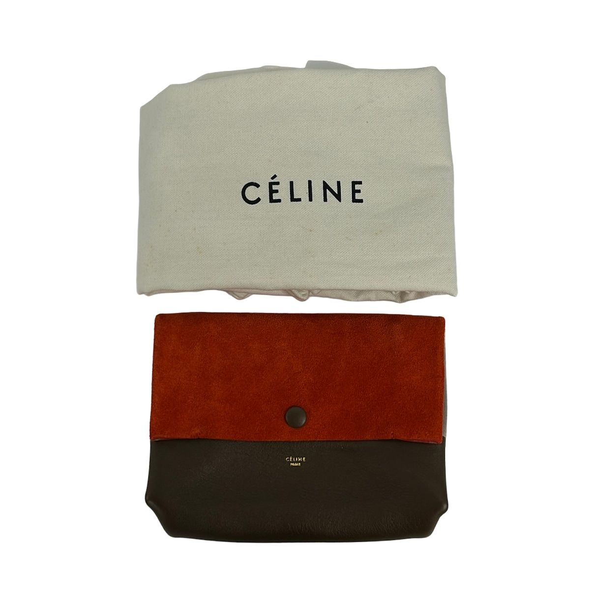 Celine Shoulder Bag All Soft Orange Dark Brown Gray Leather — view 8