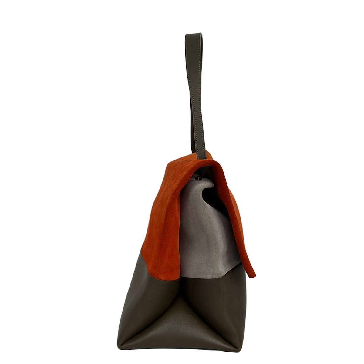 Celine Shoulder Bag All Soft Orange Dark Brown Gray Leather — view 2