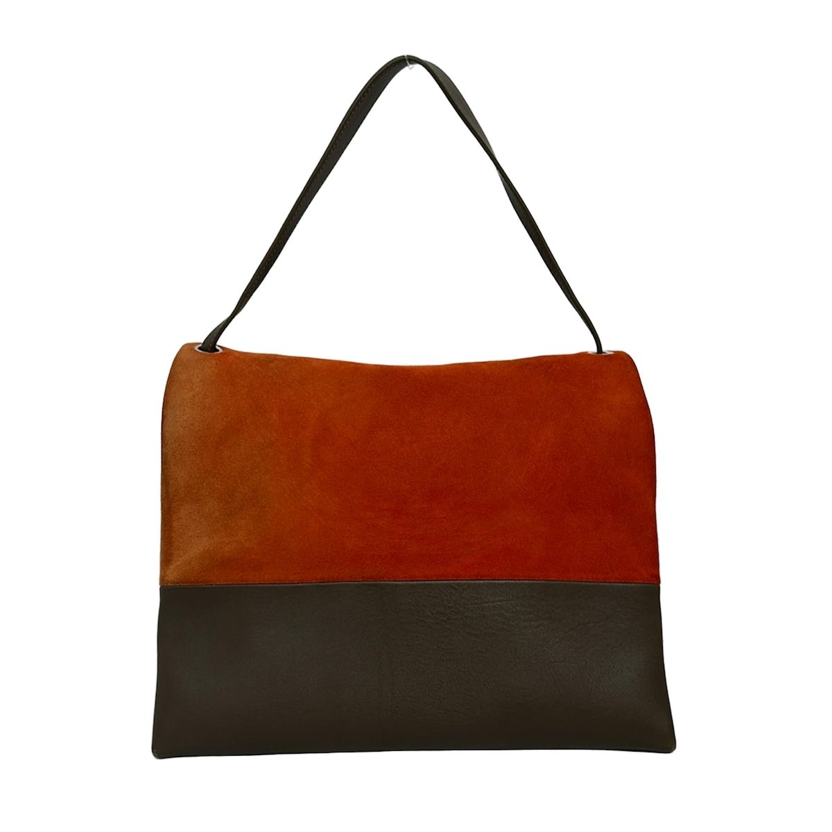 Celine Shoulder Bag All Soft Orange Dark Brown Gray Leather — view 3