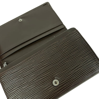Louis Vuitton Bifold Wallet Epi Porte-Monnaie Viennois Tresor Mocha Leather — view 3