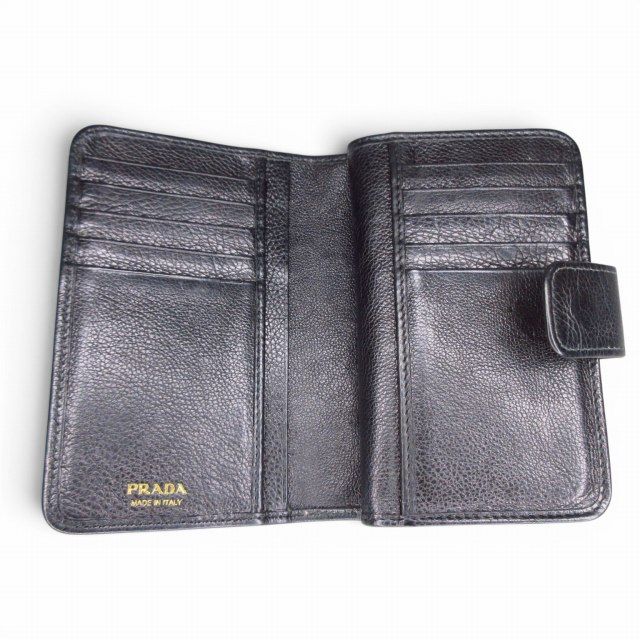 Prada Bifold Wallet Triangle Plate Leather Black — view 5