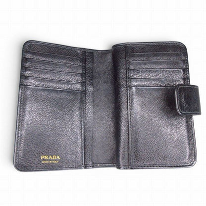 Prada Bifold Wallet Triangle Plate Leather Black — view 5