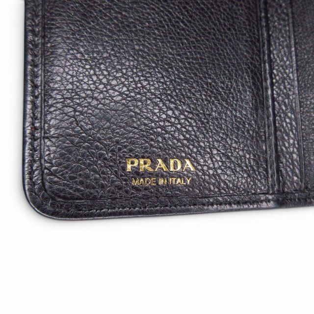Prada Bifold Wallet Triangle Plate Leather Black — view 6