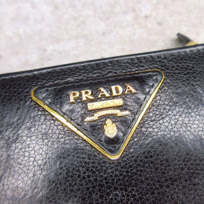 Prada Bifold Wallet Triangle Plate Leather Black — view 9