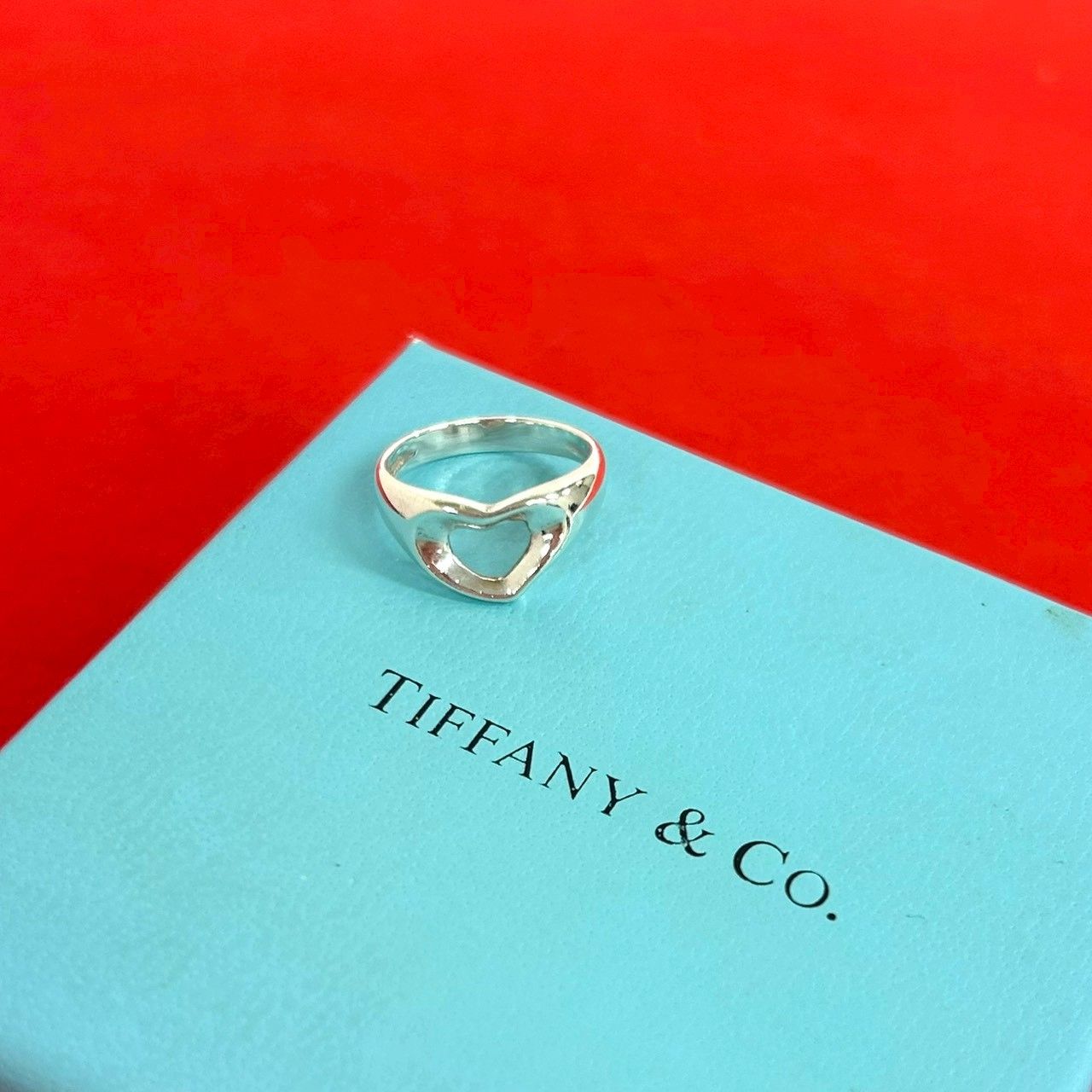 Tiffany & Co Open Heart Ring 925 Sterling Silver