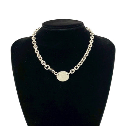 Tiffany & Co Return to Oval Necklace 925 Sterling Silver Pendant Choker — view 2