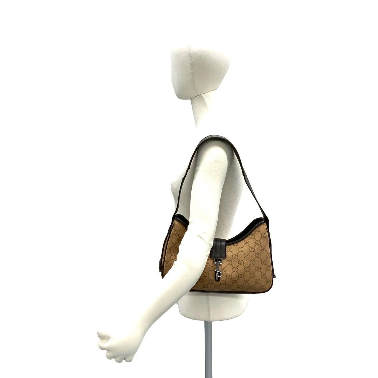 Gucci GG Logo Canvas Leather Shoulder Bag Mini Tote Brown Beige — view 2