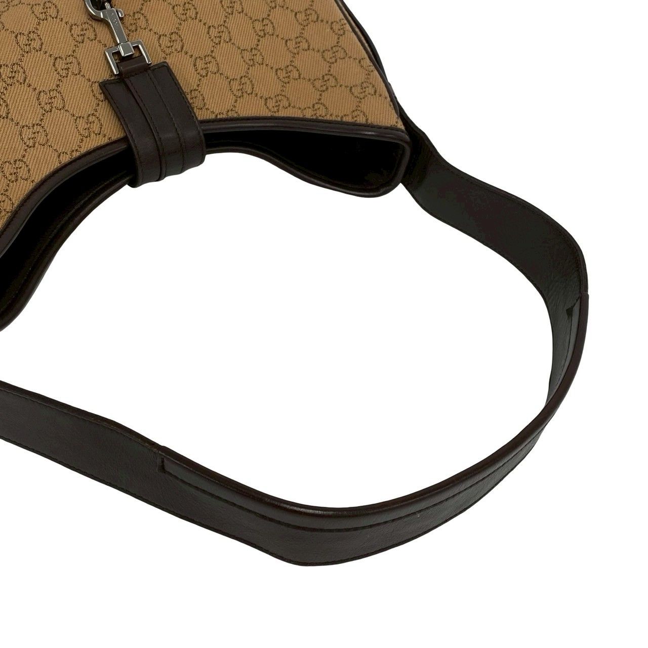Gucci GG Logo Canvas Leather Shoulder Bag Mini Tote Brown Beige — view 4