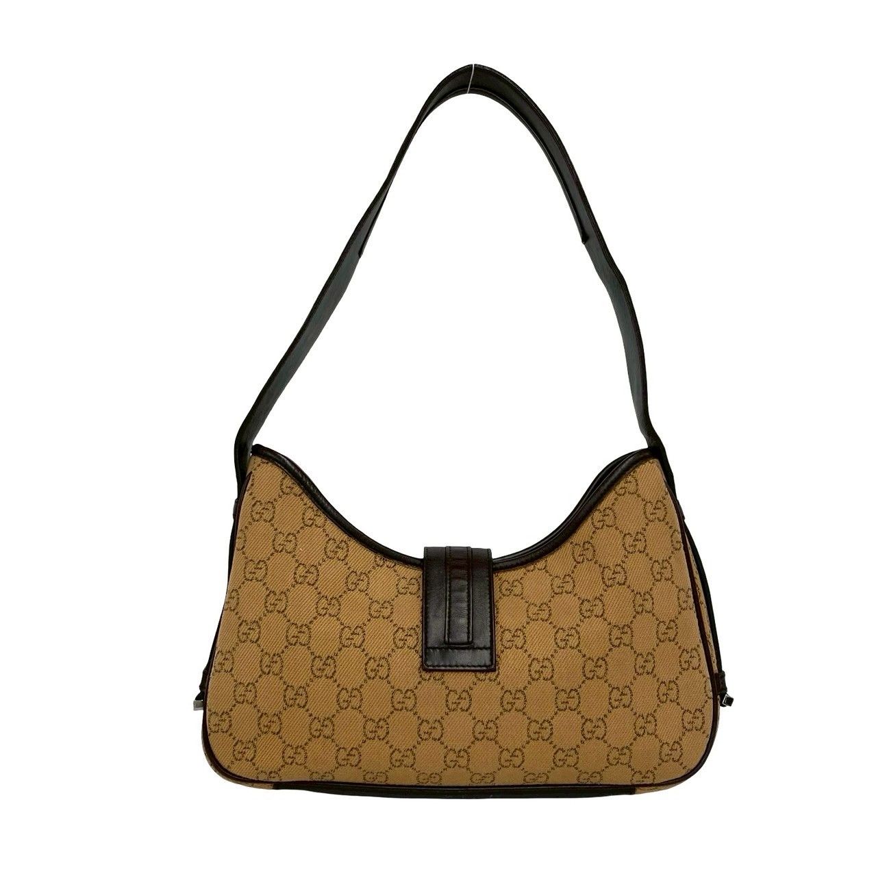 Gucci GG Logo Canvas Leather Shoulder Bag Mini Tote Brown Beige — view 3