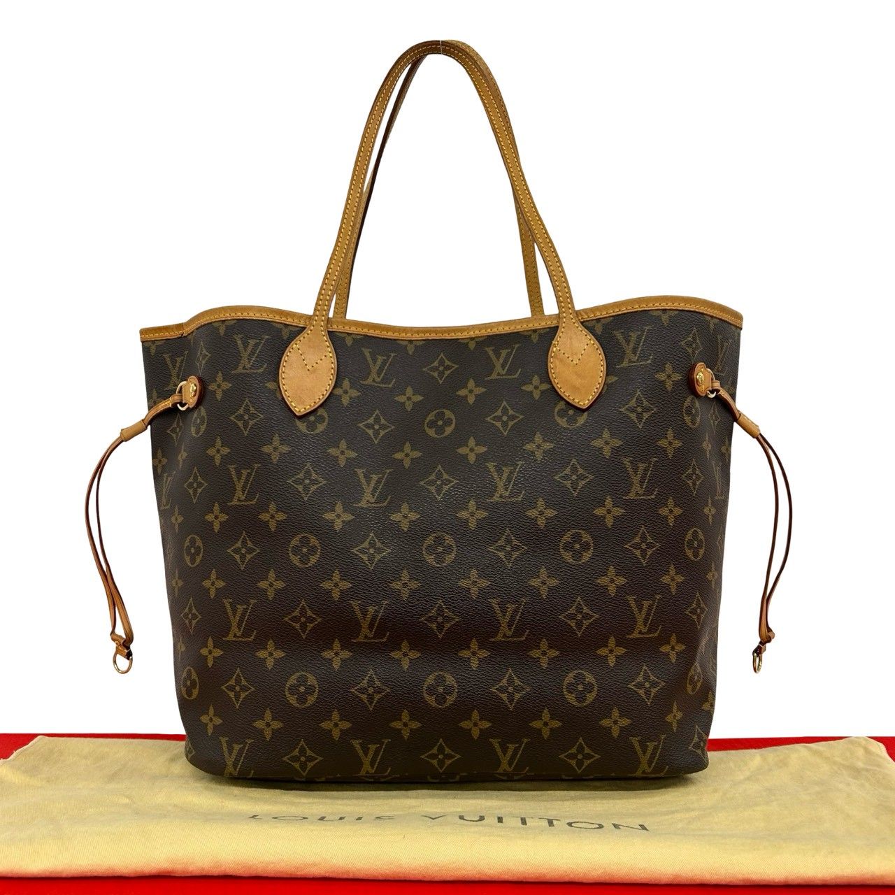 Louis Vuitton Neverfull PM Monogram Logo Pattern Leather Tote Brown