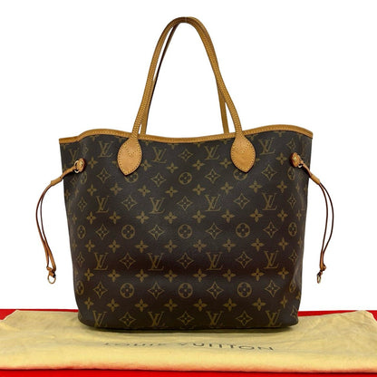 Louis Vuitton Neverfull PM Monogram Logo Pattern Leather Tote Brown