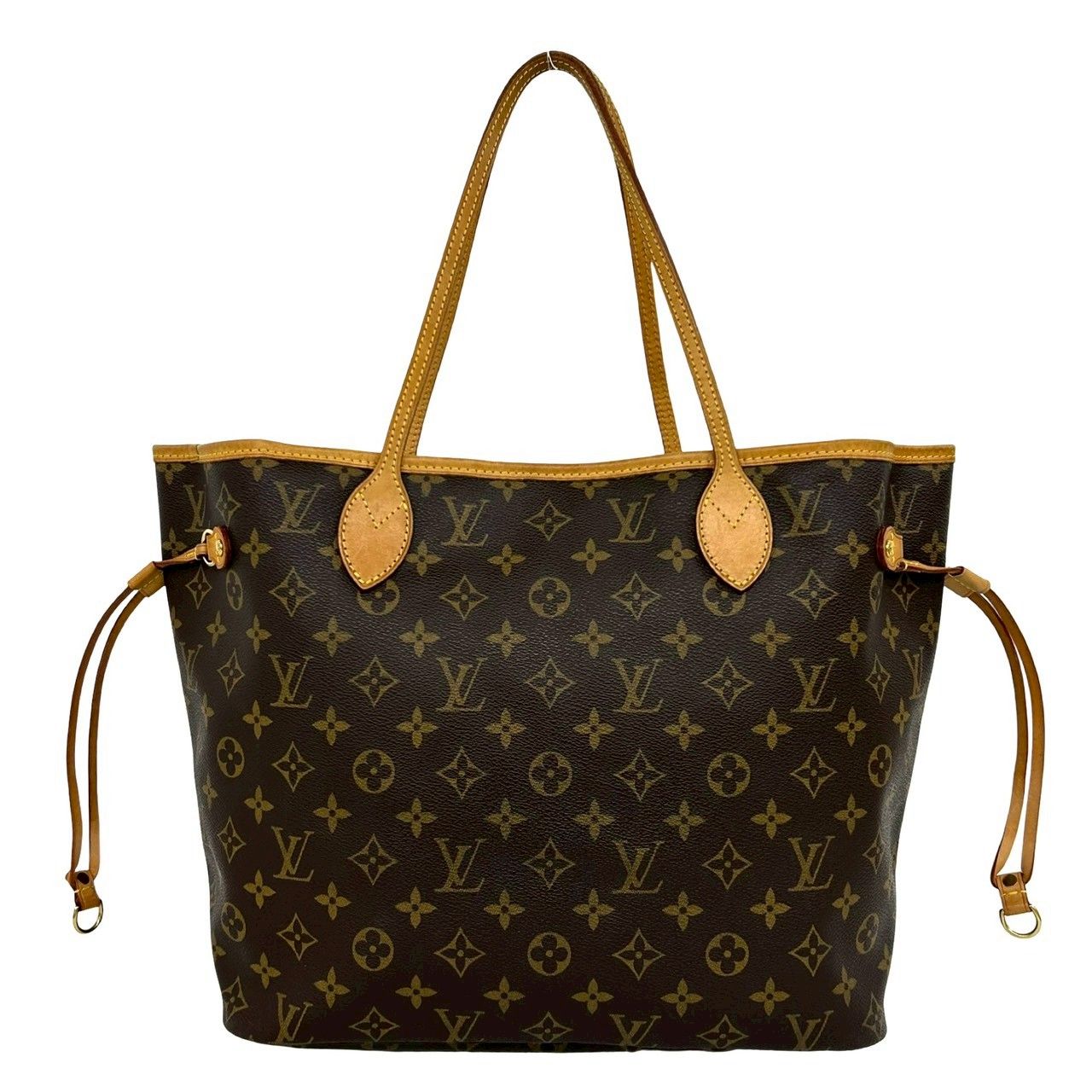 Louis Vuitton Neverfull PM Monogram Logo Pattern Leather Tote Brown — view 3