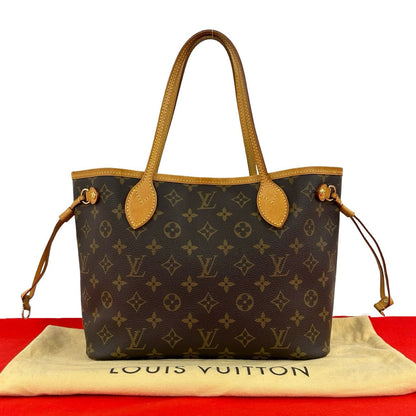 Louis Vuitton Neverfull MM Monogram Logo Pattern Leather Tote Brown