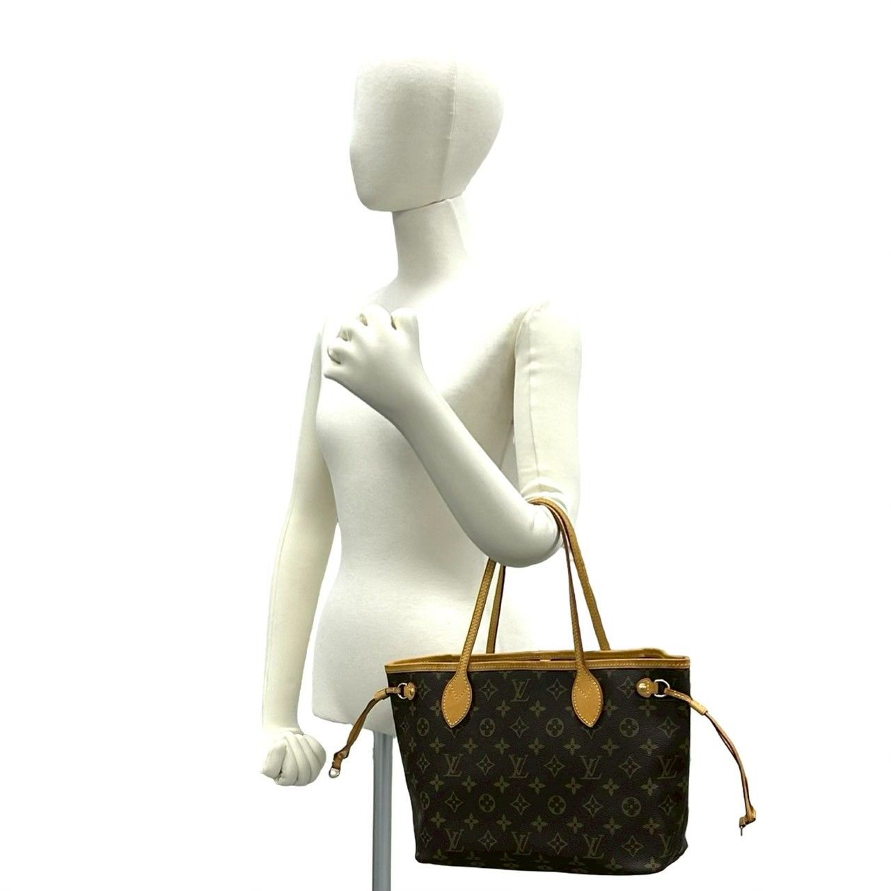 Louis Vuitton Neverfull MM Monogram Logo Pattern Leather Tote Brown — view 2