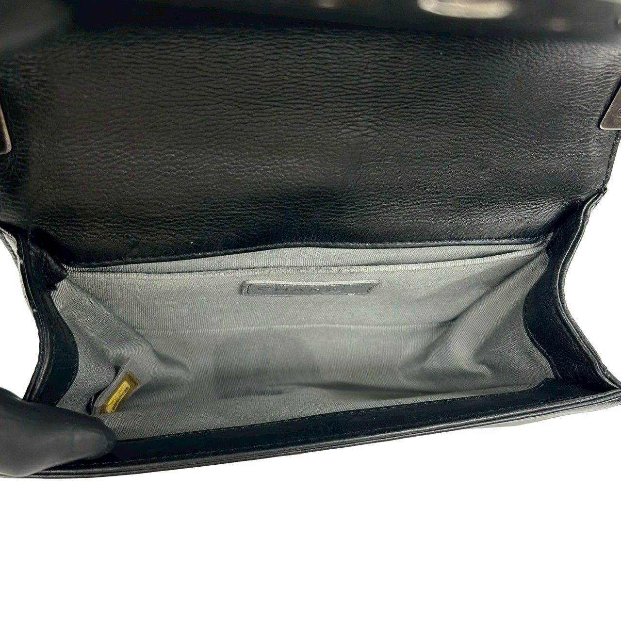 Chanel CC Logo Calf Leather Mini Shoulder Bag Black — view 9