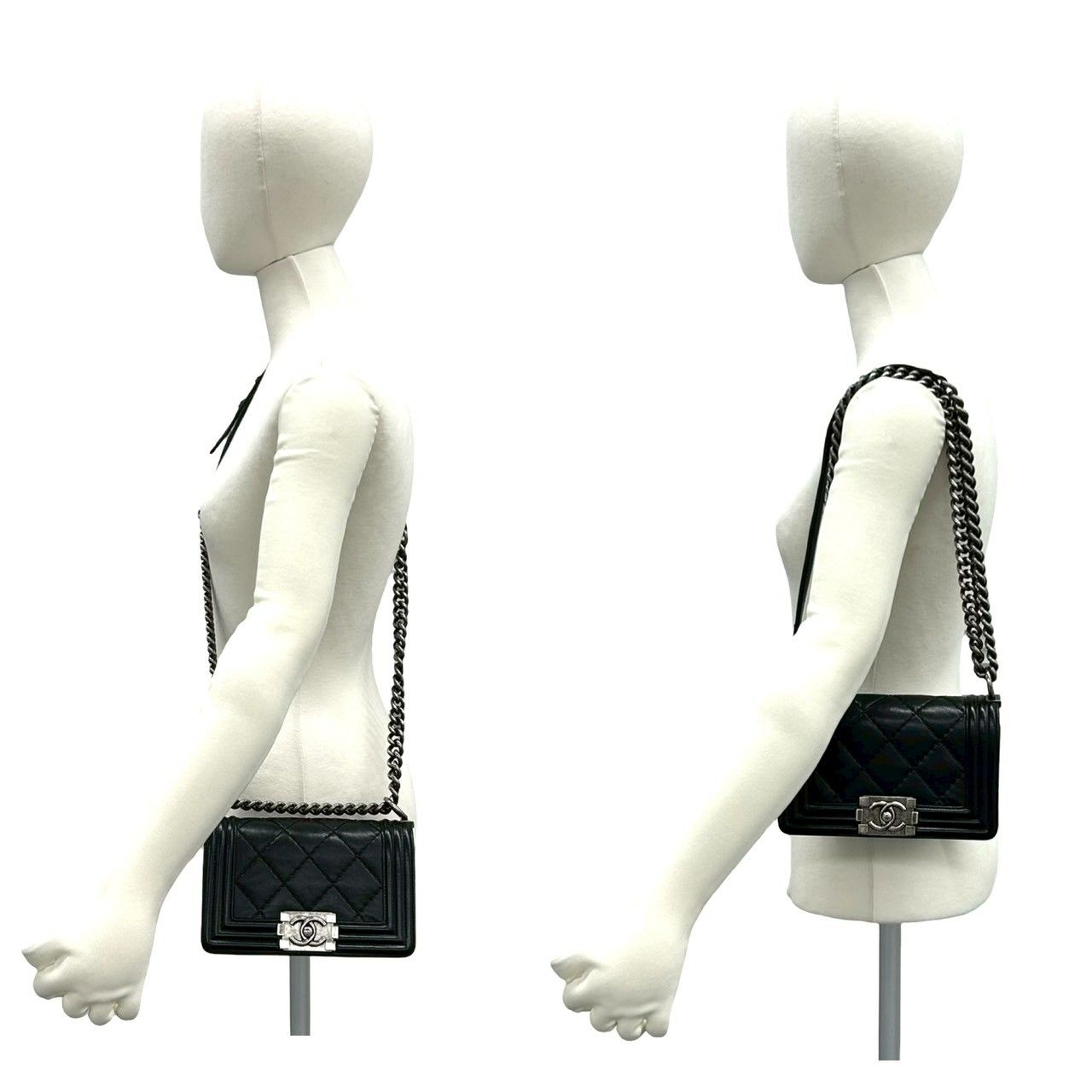 Chanel CC Logo Calf Leather Mini Shoulder Bag Black — view 2