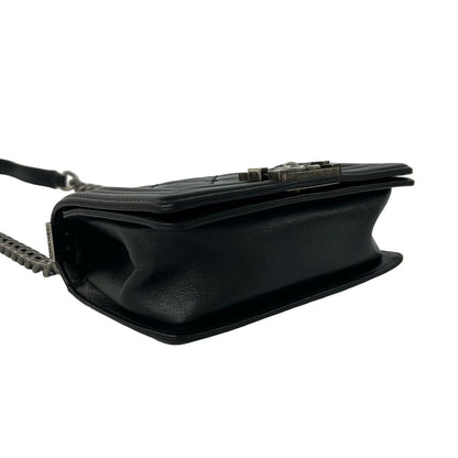 Chanel CC Logo Calf Leather Mini Shoulder Bag Black — view 7