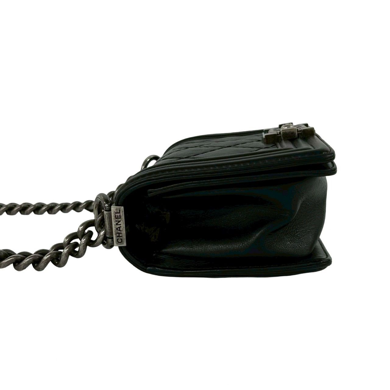 Chanel CC Logo Calf Leather Mini Shoulder Bag Black — view 5