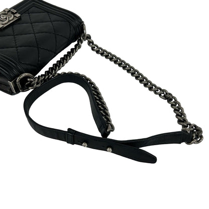 Chanel CC Logo Calf Leather Mini Shoulder Bag Black — view 4