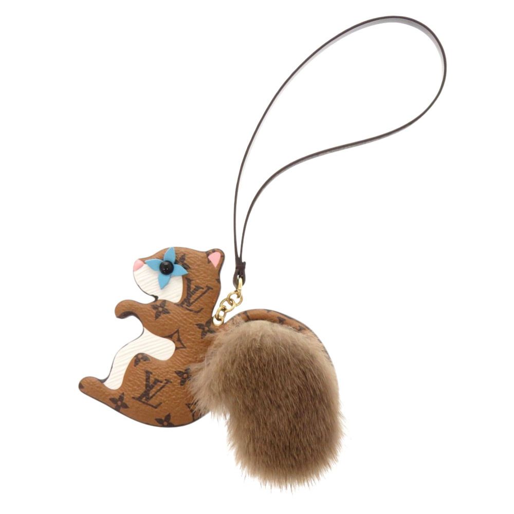 Louis Vuitton Bag Charm Squirol LV Furry Friend Monogram Mink Squirrel Rat