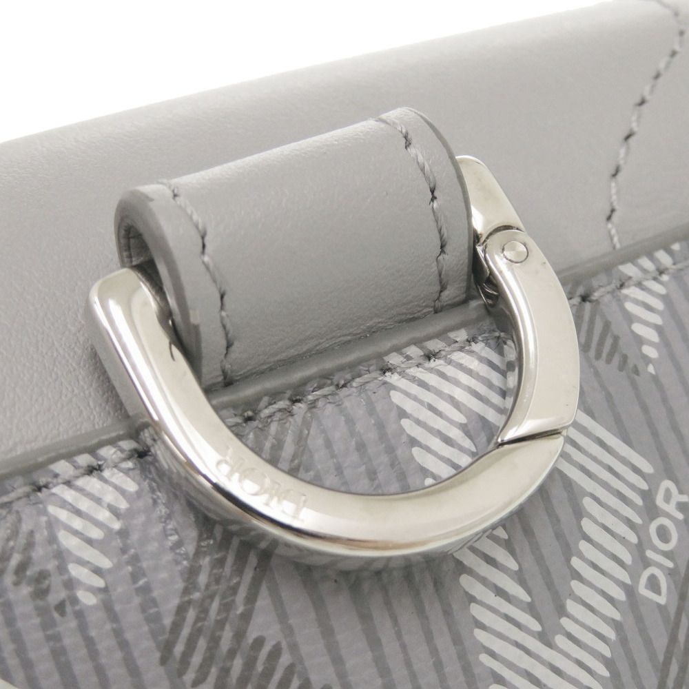 Dior Saddle CD Diamond Leather Gray Card Case — view 6