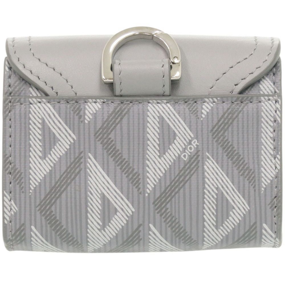 Dior Saddle CD Diamond Leather Gray Card Case — view 2