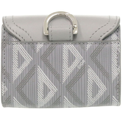Dior Saddle CD Diamond Leather Gray Card Case — view 2