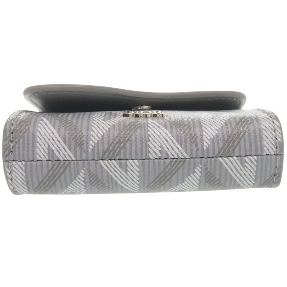 Dior Saddle CD Diamond Leather Gray Card Case — view 3