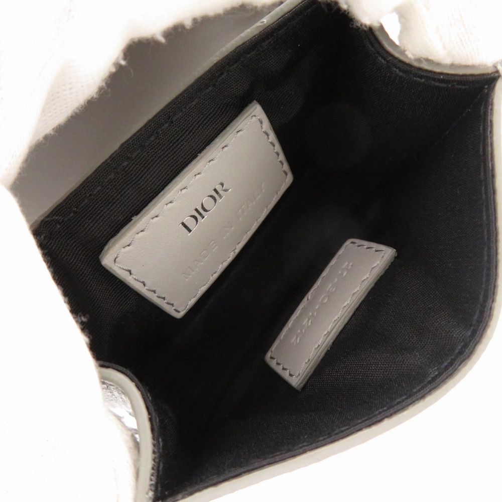 Dior Saddle CD Diamond Leather Gray Card Case — view 5