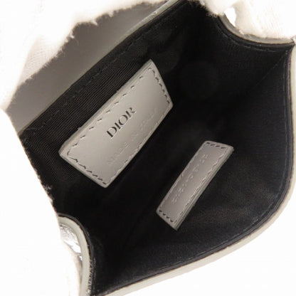 Dior Saddle CD Diamond Leather Gray Card Case — view 5