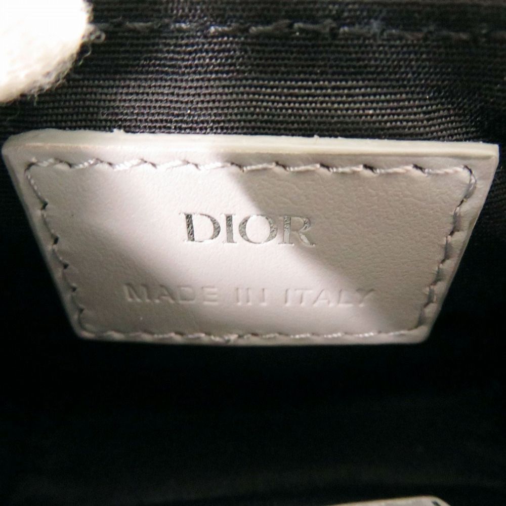 Dior Saddle CD Diamond Leather Gray Card Case — view 8